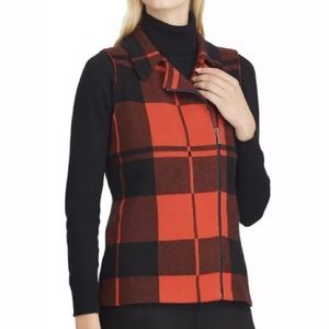 Chaps Women's Plaid Asymmetrical-Zip Vest